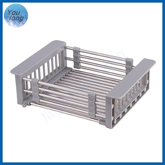 Extensible Adjustable Stainless Steel Bowl Drainer Basket Dishes Drying Sink Basket Rack