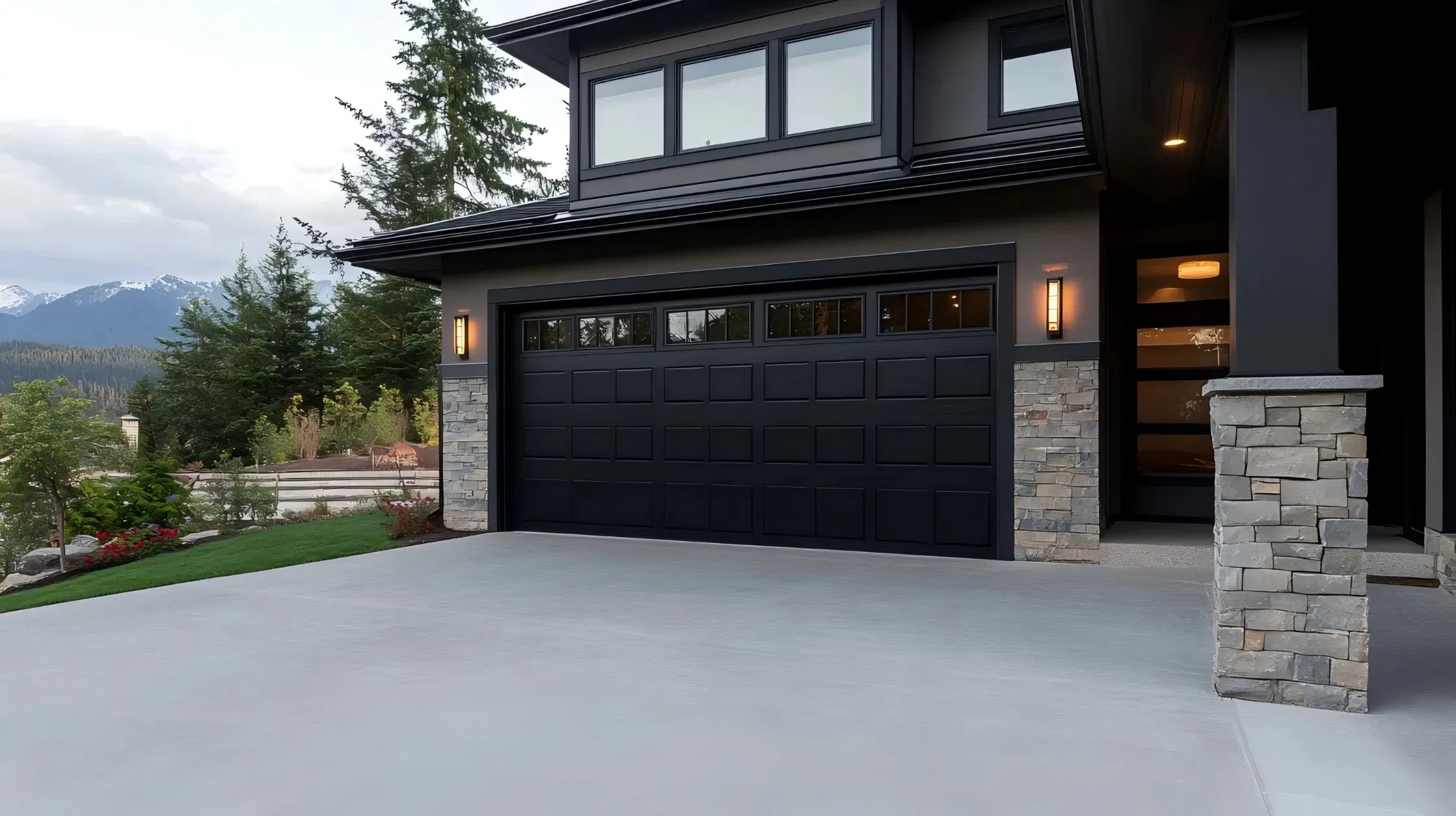 Cbmmart Garage Door Aluminum Metal Garage Door Black Waterproof Garage Door