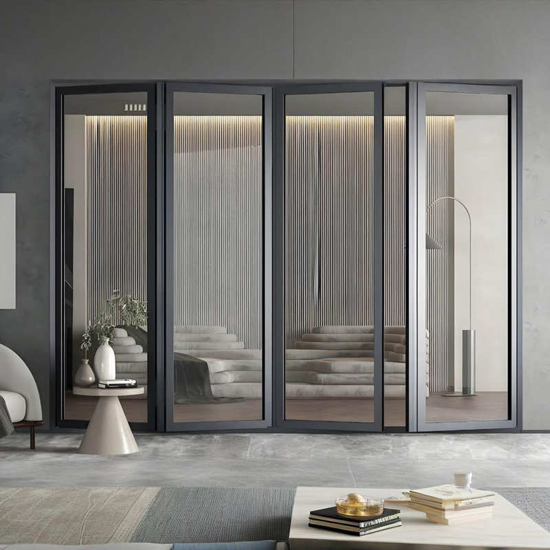 Custom Aluminum Folding Glass Door Durable Structure Patio Balcony and Terrace Entrance Modern Appearance Folding Door