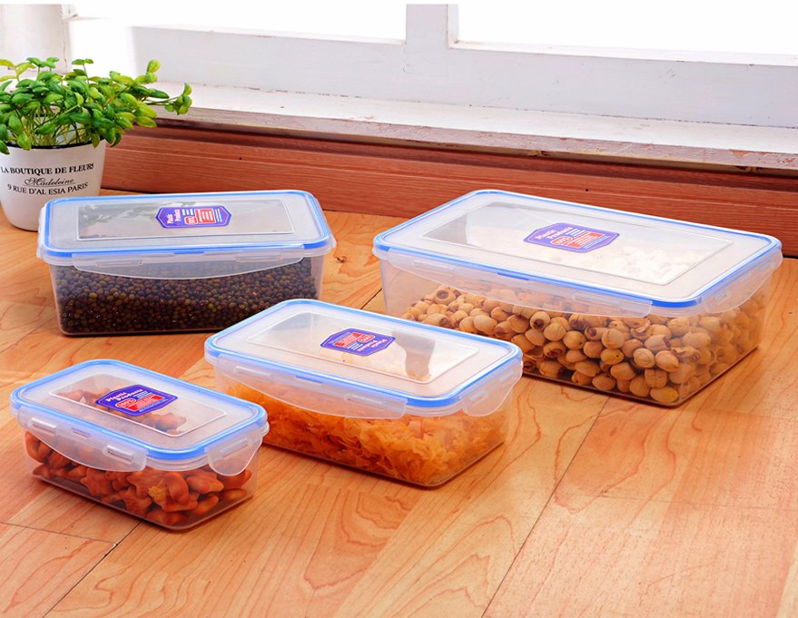 Low Price Food Packaging BPA Free Airtight Plastic Food Container Rectangular with Lid