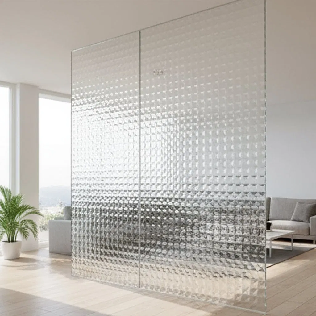 Textured Finish Etched Engraved Glass Glass Countertop for Elegant Dining Spaces