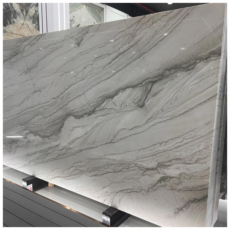 Brazilian Exotic Calacatta White Quartzite Slabs for Countertops and Tiles