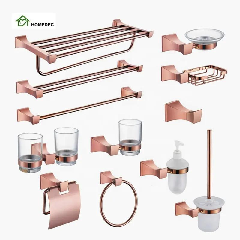 Комплект аксессуаров для ванной Rose Gold, нержавеющая сталь