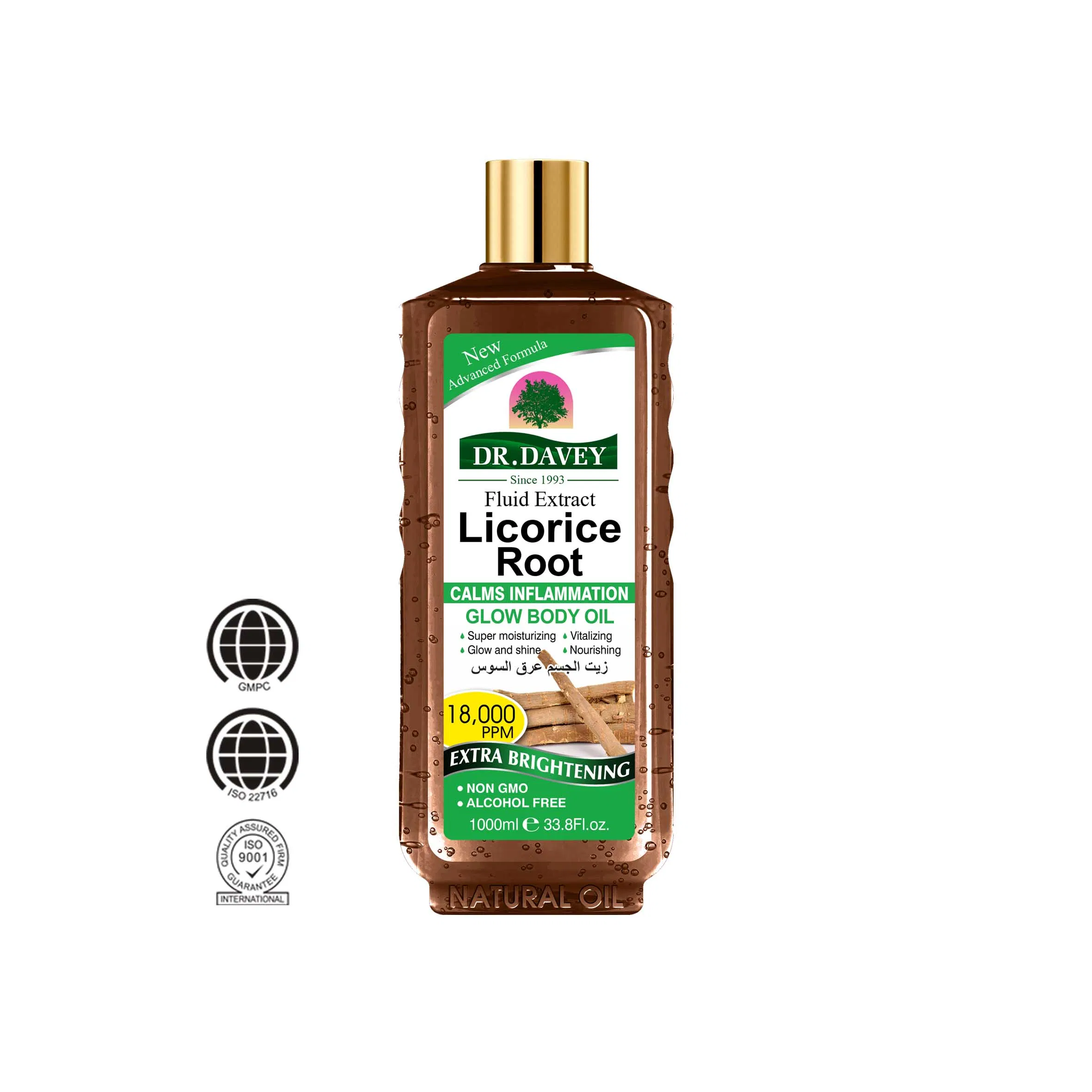 Dr. Davey Licorice Root Glow Body Oil 1000ml for Even Skin Tone & Healthy Glow