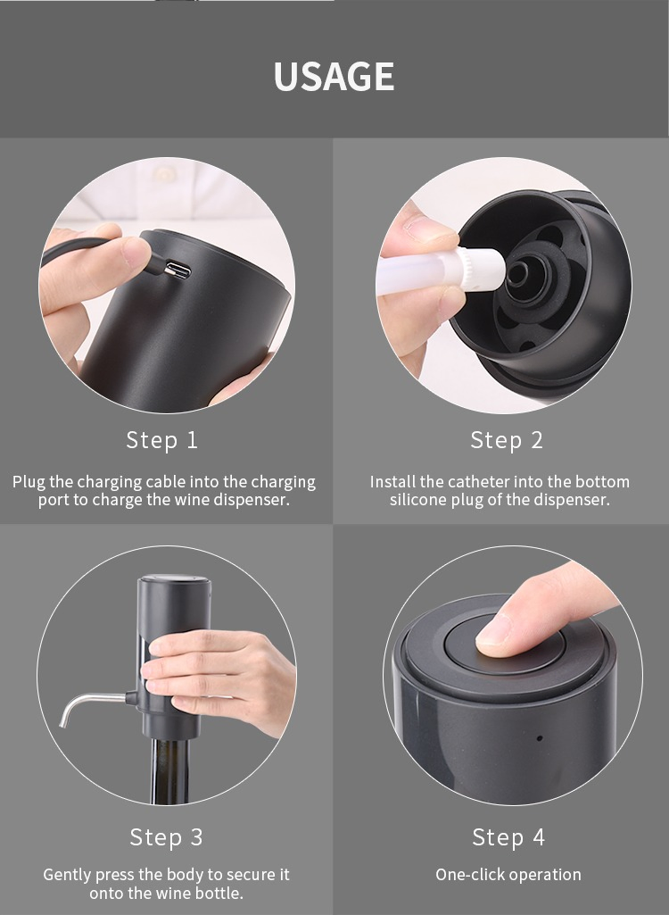 Lithium Battery Wine Aerator Auto Electric Pourer Wine Aerator Dispenser