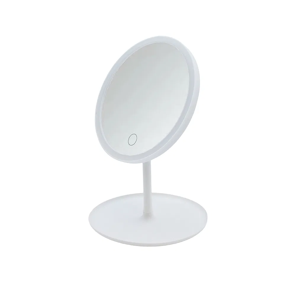 Round Makeup Mirror Desktop Standing Type Three-Way Adjustable Dimming Makeup Mirror