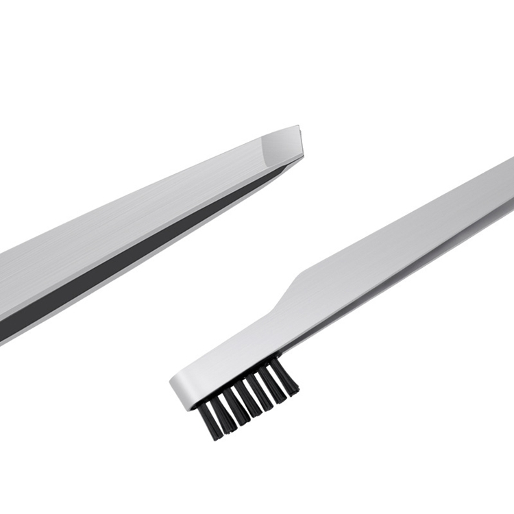 Wholesale Custom Private Label Stainless Steel Eyebrow Brow Hair Slant Tweezers with Brush