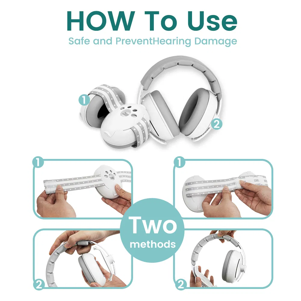2 in 1 ABS Materials Kids Baby Protective Ear Muffs Safety Hearing Earmuffs for Sleep Baby Supplies