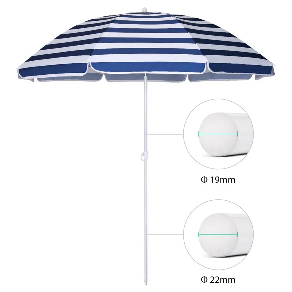Outdoor Portable Sunshade Umbrella with Sand Anchor, Push Button Tilt and Carry Bag for Patio Garden Beach
