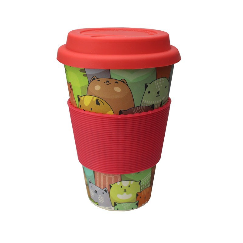 Wholesale Eco-Friendly Bamboo Fiber Reusable Cup Travel Tumbler with Lid