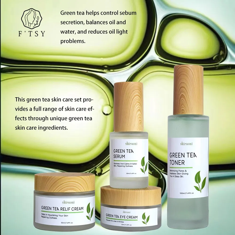 Acne Treatment Green Tea Skin Care Set Glow Serum Anti-Aging Cream Skin Care Kit