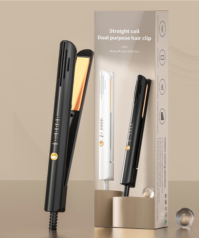 Portable Hair Straightener and Curling Iron with Dual Voltage, Travel-Friendly Flat Iron