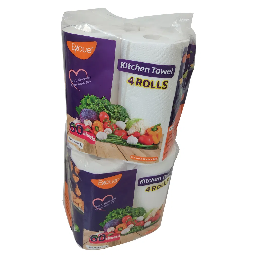 Customized Kitchen Paper Towel 4 Rolls Packing Super Absorbent