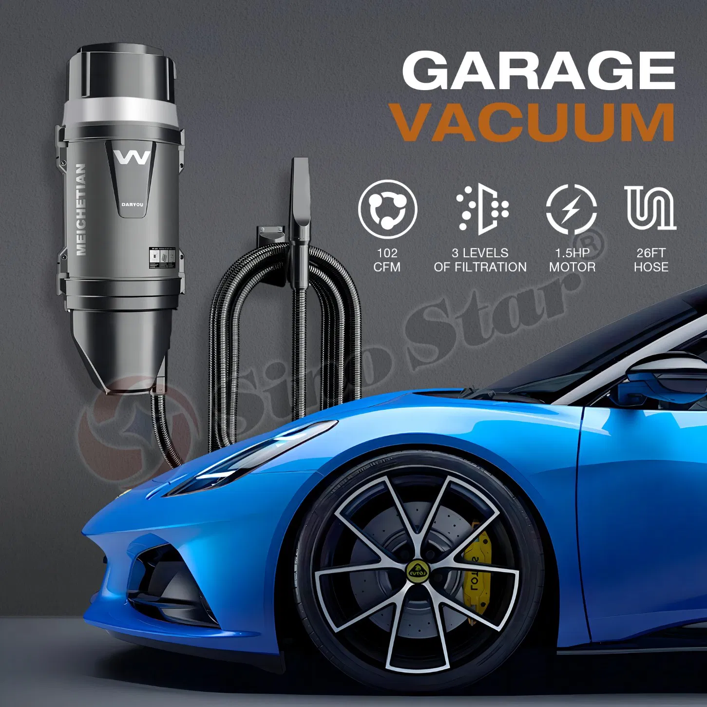 1200W Wall Mounted Vacuum Cleaner Car Vacuum Cleaner Car Detailing Tools