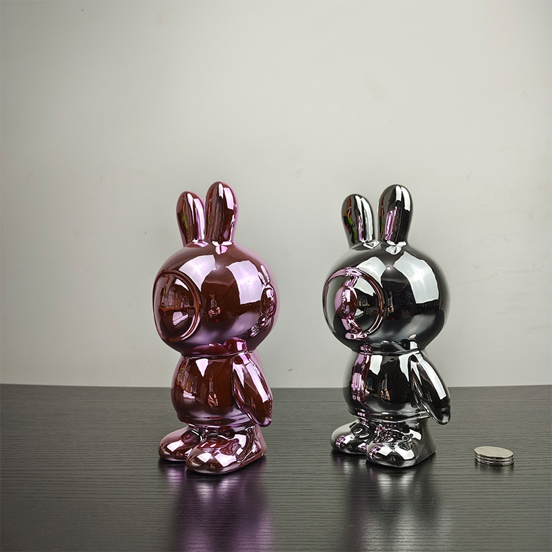 Custom Styles for Savings Enthusiasts Handmade Ceramic Electroplating Multi-Color Rabbit Piggy Banks