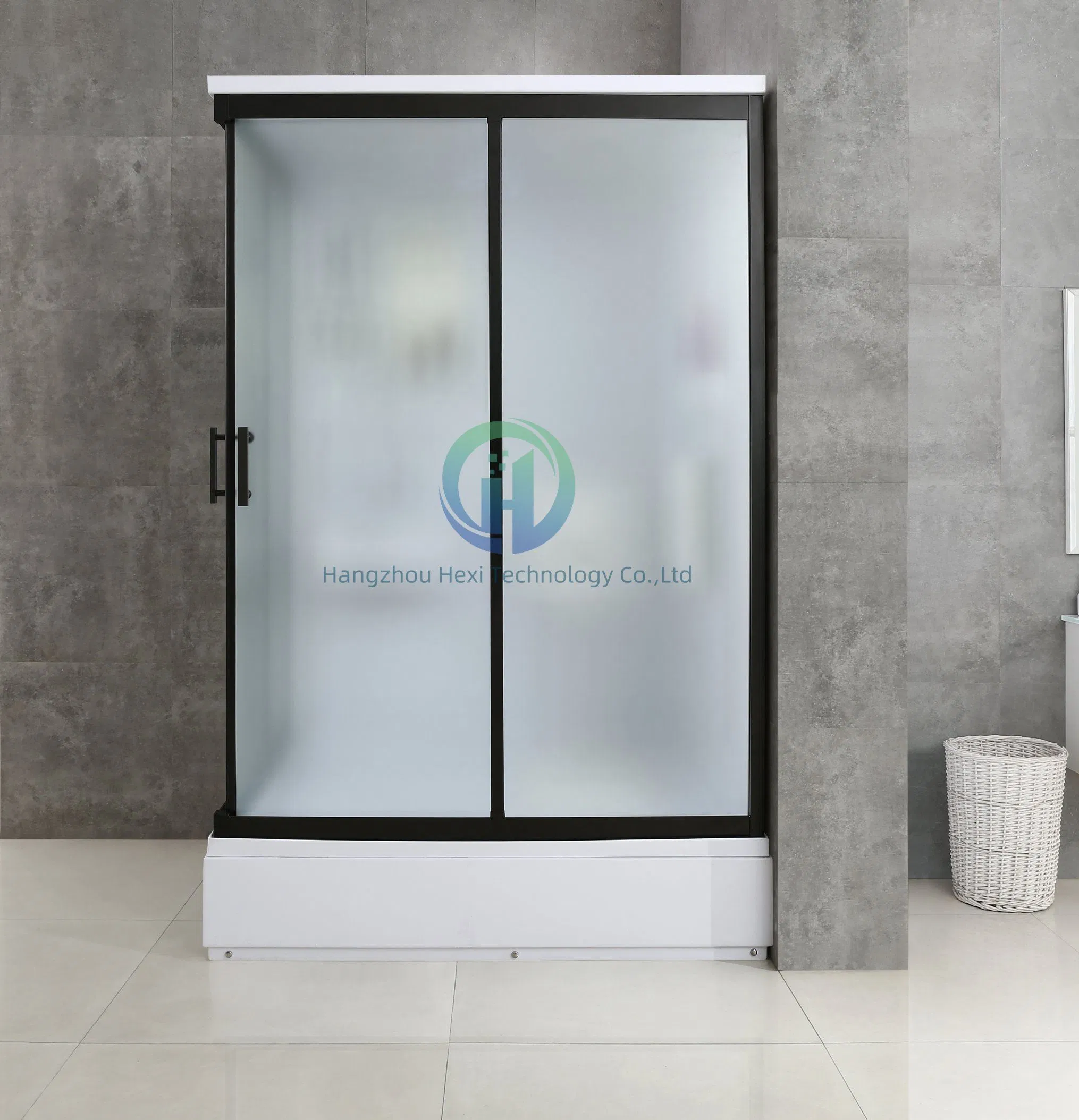 Modern Stylish Black Frame Prefab Bathroom with Squat Toilet for Shower