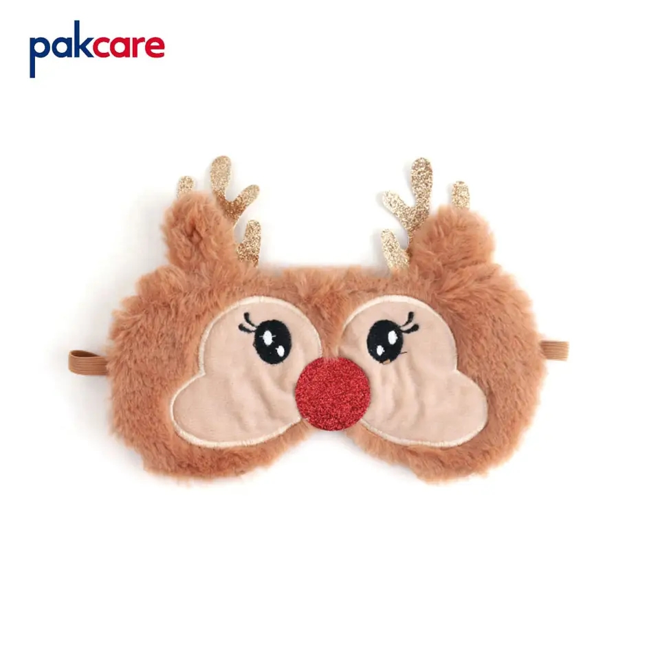 Quality Fur Plush Kids Cute Animal Sleeping Embroidery Pattern Eye Masks