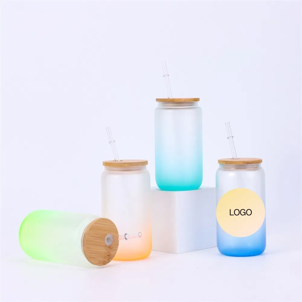 Стеклянная бутылка для воды 450 мл с крышкой и трубочкой