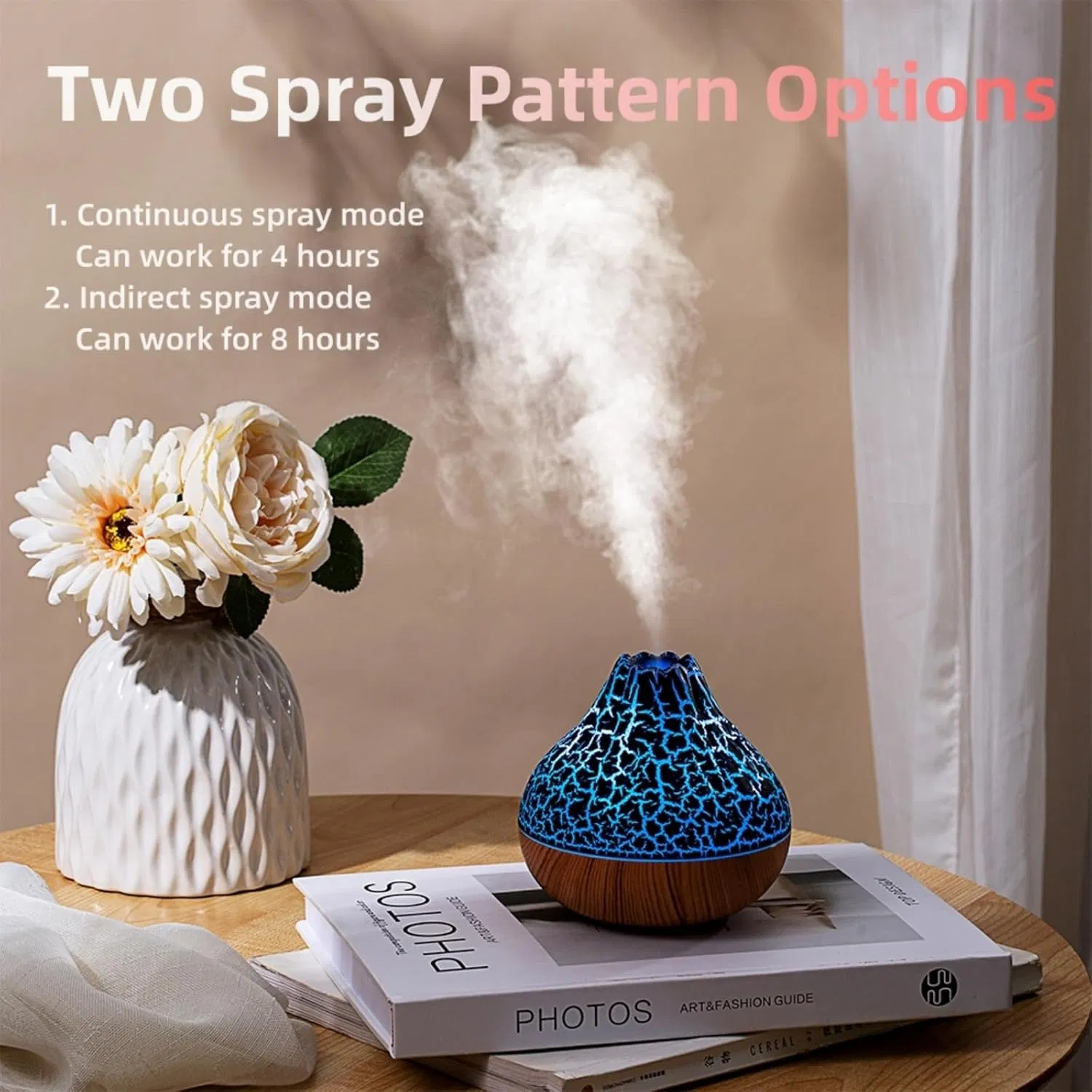 New Air Humidifier Diffuser Cool USB Aroma Diffuser 300ml Wood Grain Essential Oil Atomizer Volcano Aroma Diffuser for Home