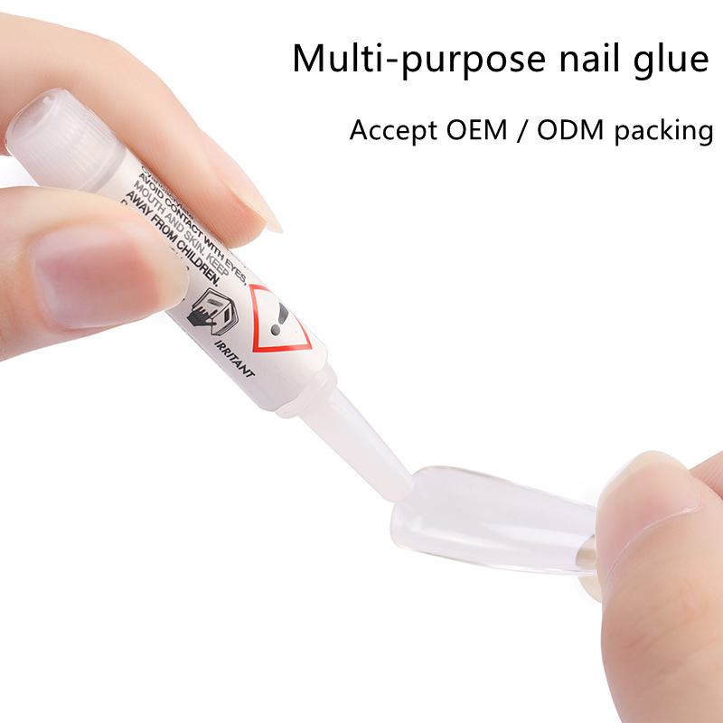 Professional Free Waterproof Super Clear Mini False Nail Art Glue Good Press on Artificial Hypoallergen Nail Decoration Adhesive with Brush