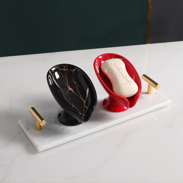 Textured Ceramic Soap Dish with Grooves Bathroom Accessories
