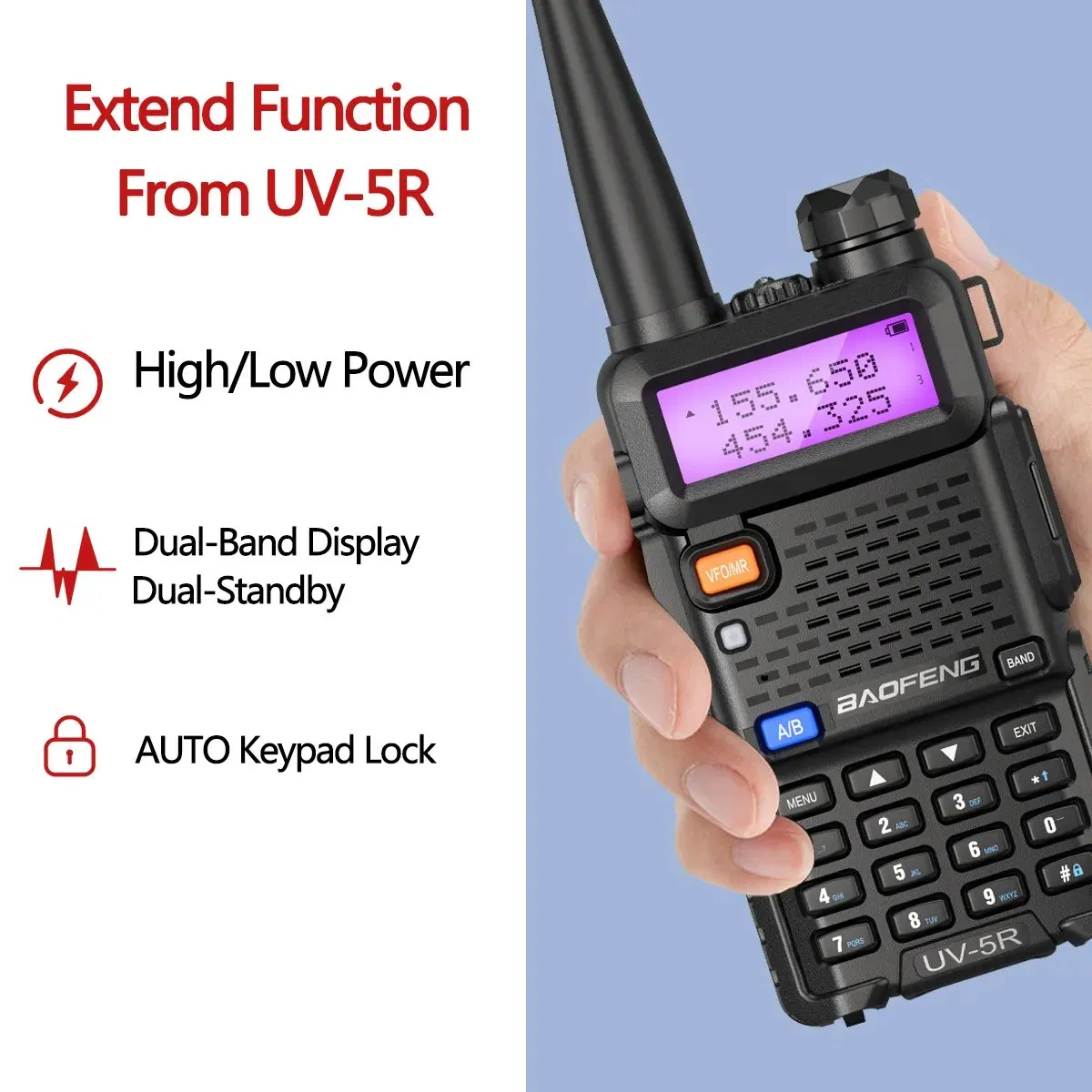 Портативная рация Baofeng UV-5R, 5-8Вт, дальность до 30 км