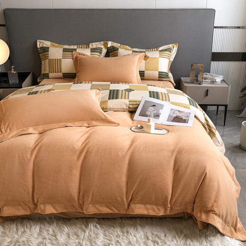 Sabanas Milk Fiber Quilt Cover Cotton Bed Sheet 4 PCS Bed Set