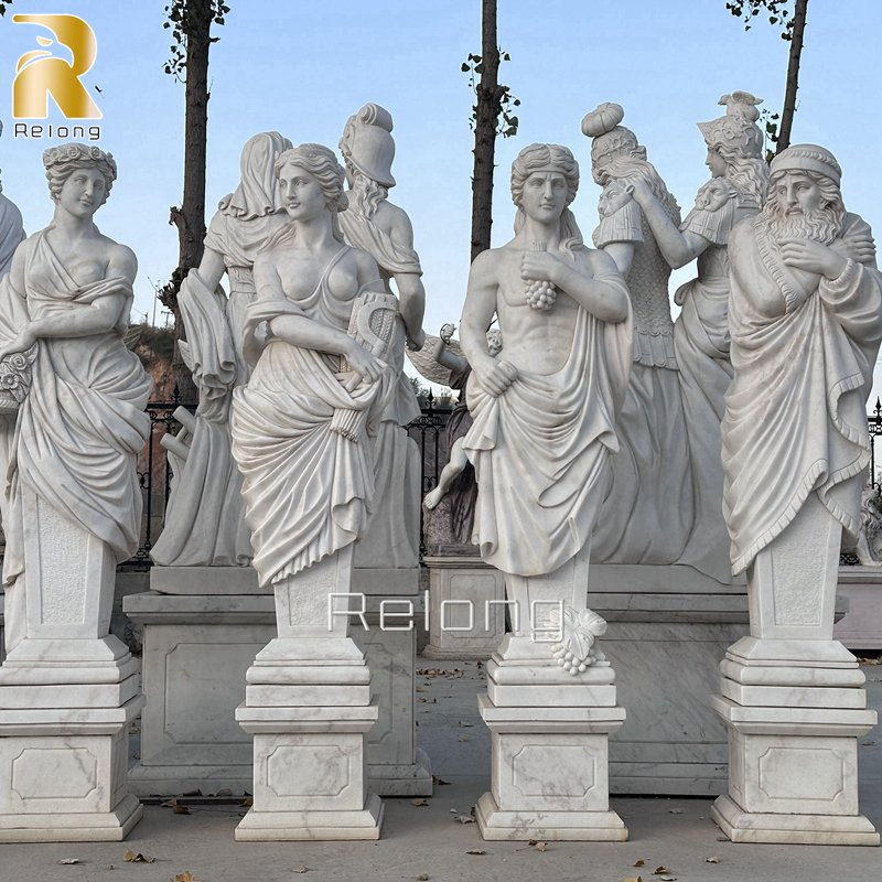 Villa Decorative Hand Carved Marble Sculpture Pillars Marble Greek Figure Column