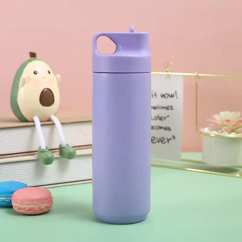Insulated Drinking Water Bottle Flask with Straw Sports Water Bottle