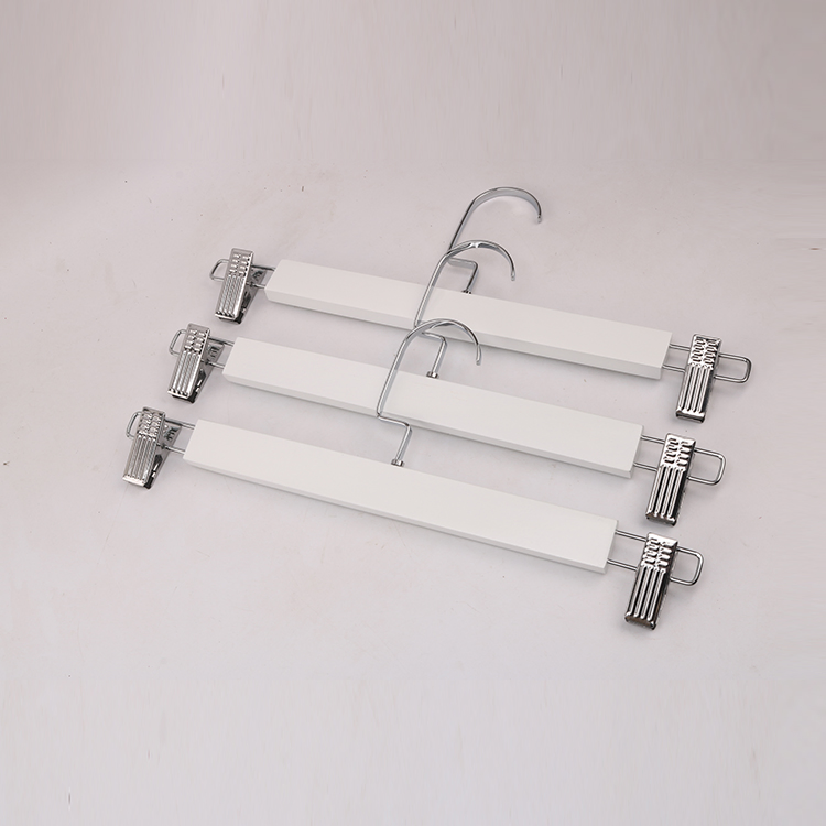 Clothing Shop Hanger Wooden Trousers Hanger Pants Hanger with Metal Clips