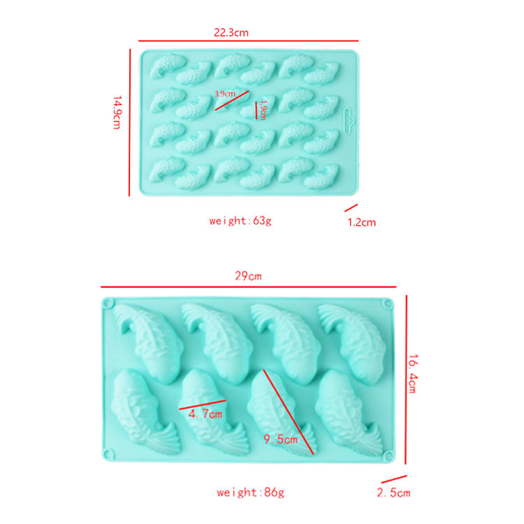 24 & 8 Cavity 3D Cute Fish Silicone Mold Soap Cake Biscuit Mold