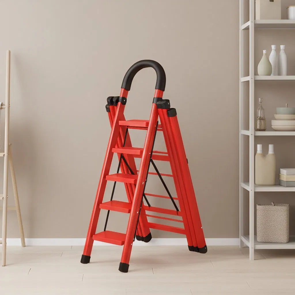 Portable Folding Drying Ladder Multi Functional Balcony Ladder with Storage