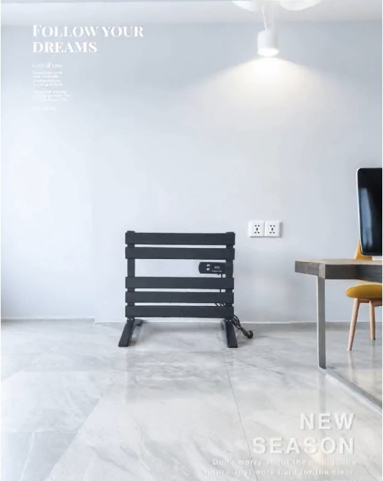 Wall Mounted or Floor Standing Towel Heater Towel Rack Black Color ODM