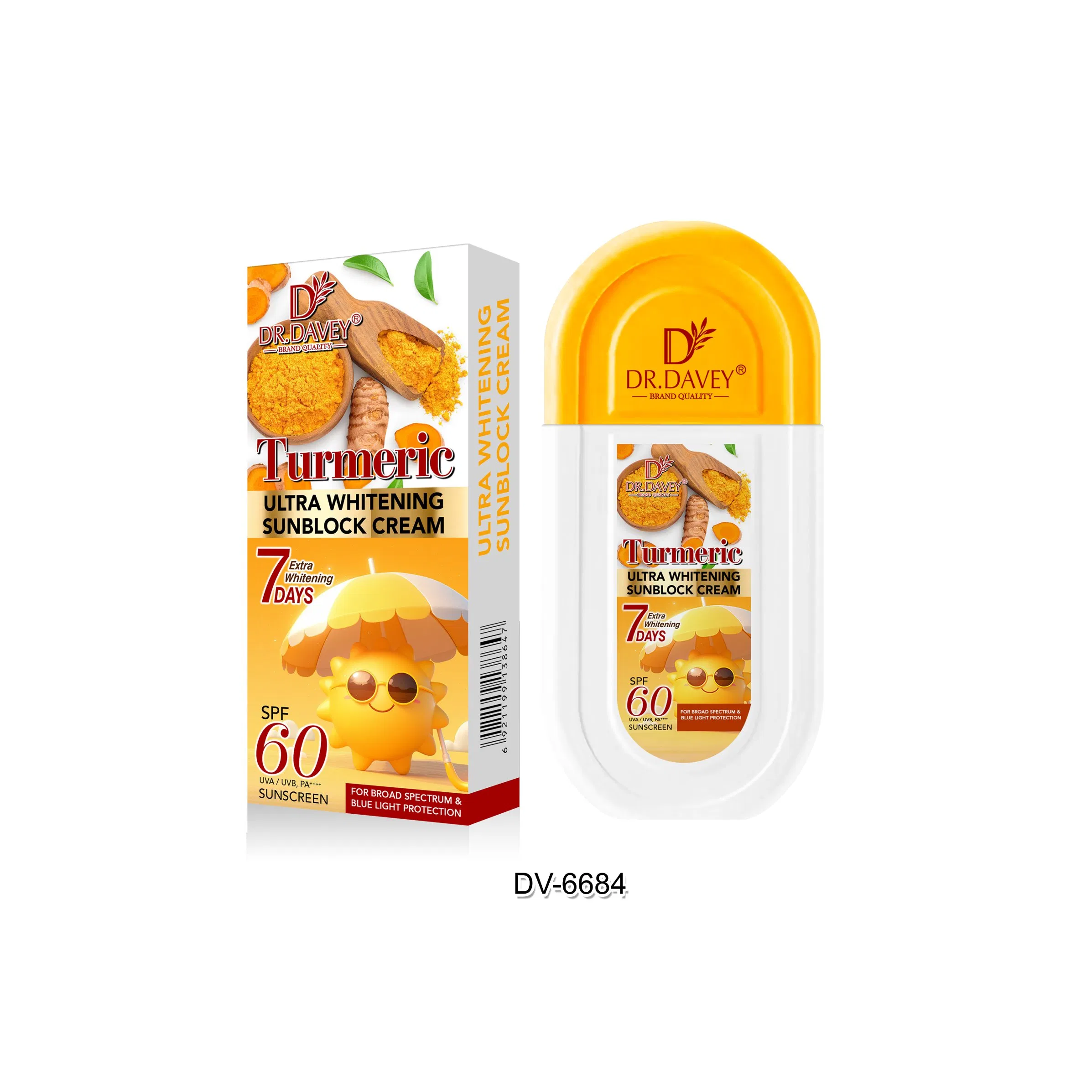 Dr. Davey SPF60 Turmeric Whitening Sunblock Cream Waterproof