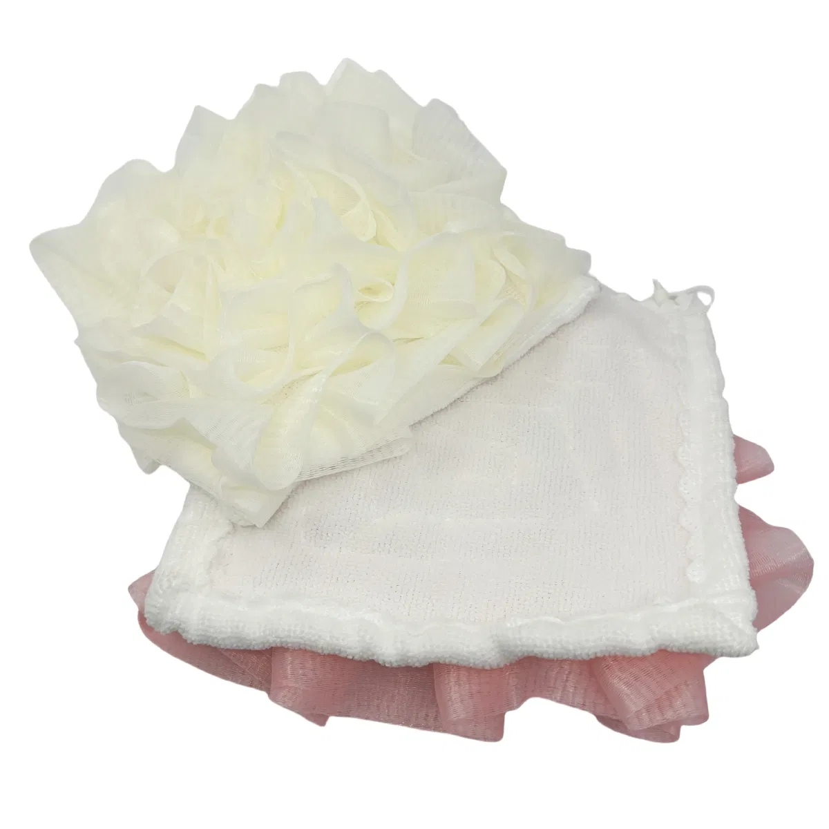 2-in-1 Bath Loofah Sponge with Drawstring Shower Washcloth Loofah for Exfoliating Shower