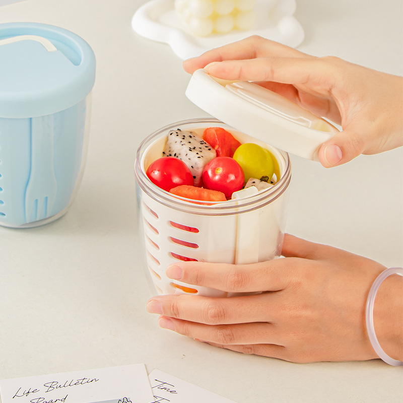 Popular Breakfast Salad Takeout Picnic Double-Layer Multi-Purpose Drainable Fruit Cup