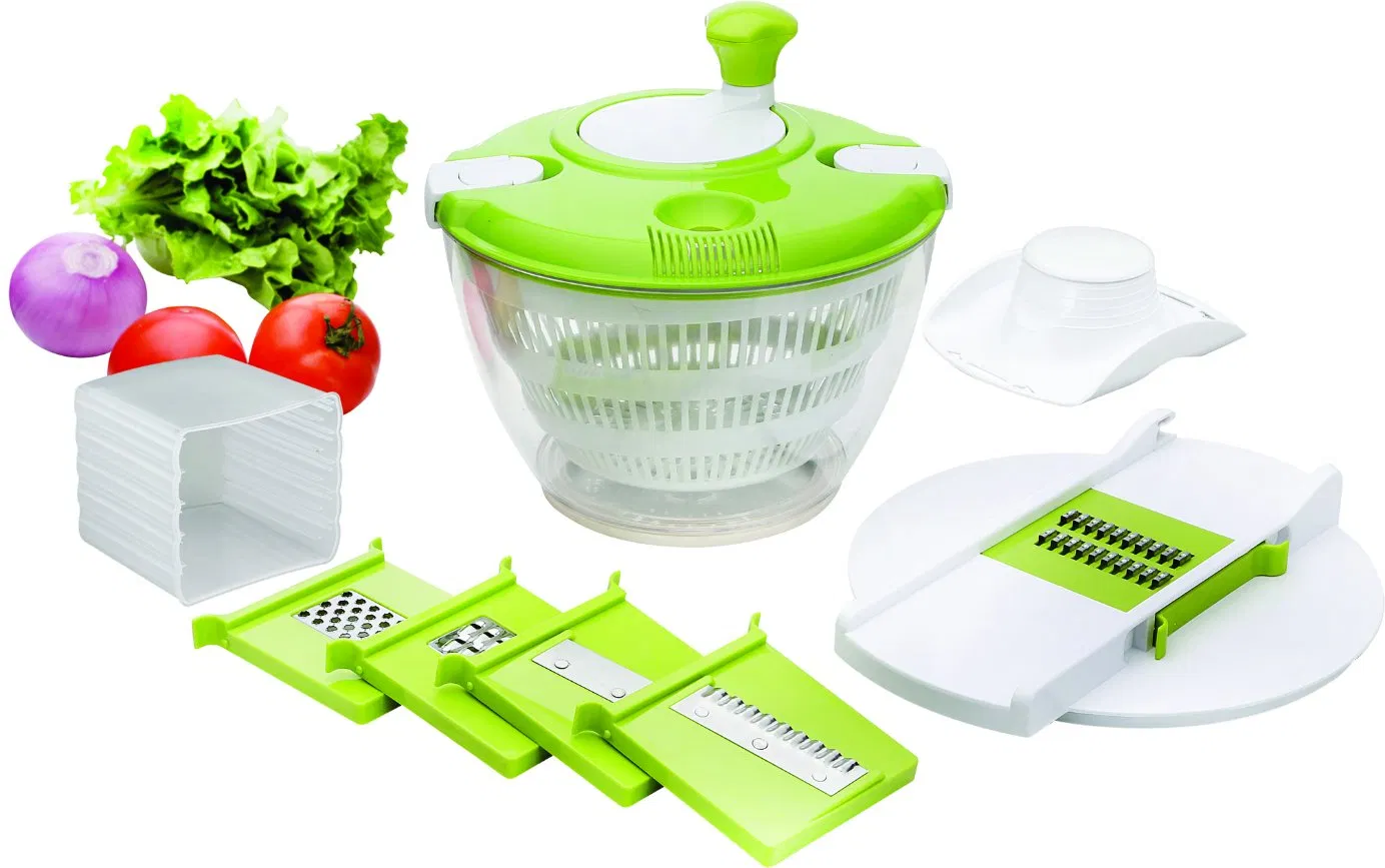 Large Salad Spinner and 5 Slicer and Grater Set with Safe Guard and Blade Holder