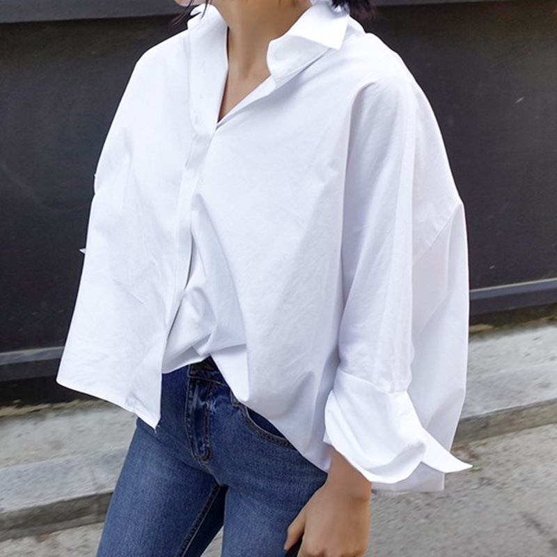 Рубашка женская белая свободная корейский стиль