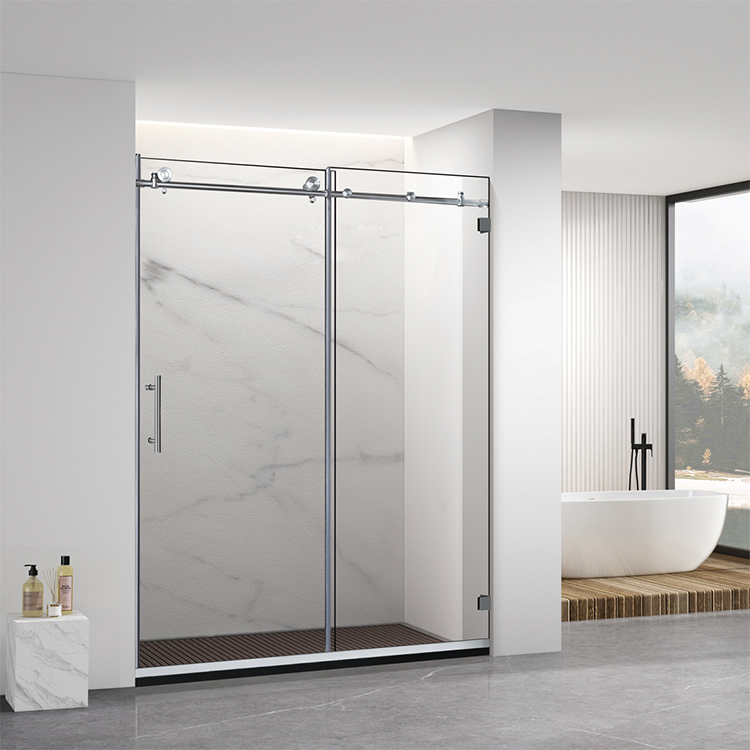 Bathroom Frameless Tempered Glass Sliding Shower Door
