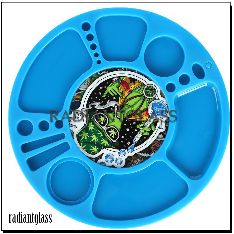 Round LED Cigarette Tobacco Operation Tray Herb Smoking Ashtray