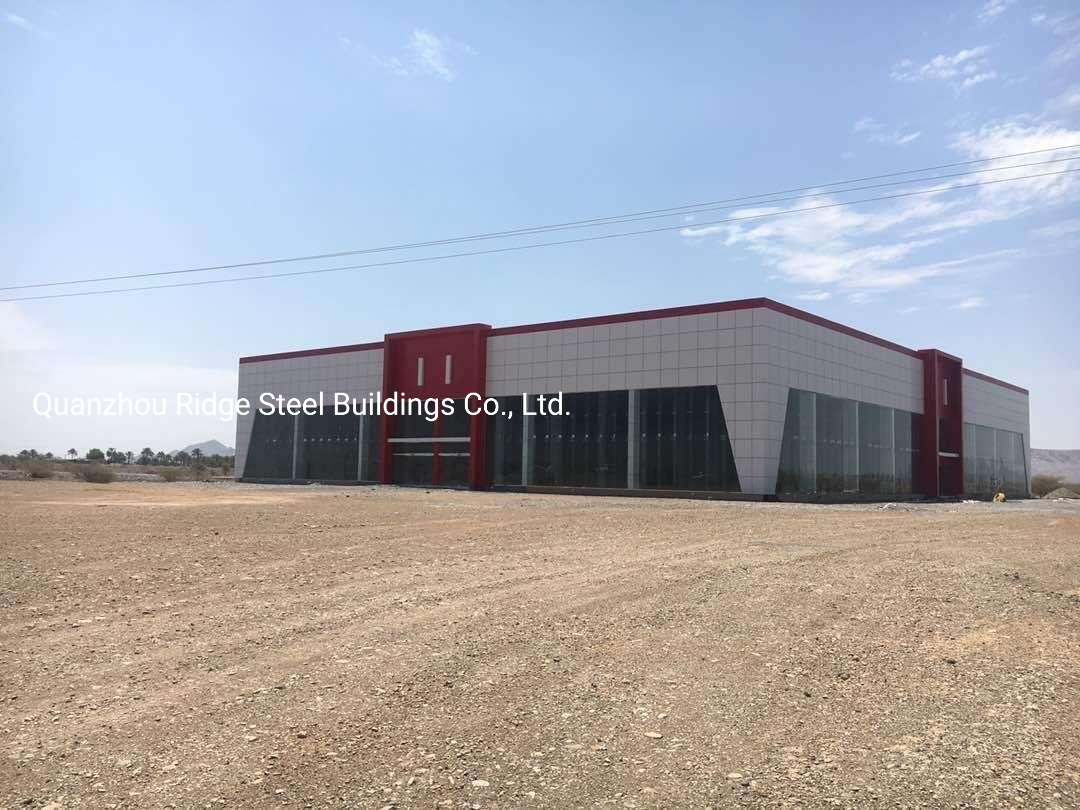 Prefab Glass Curtain Wall Auto Dealership Steel Structure Building Shop