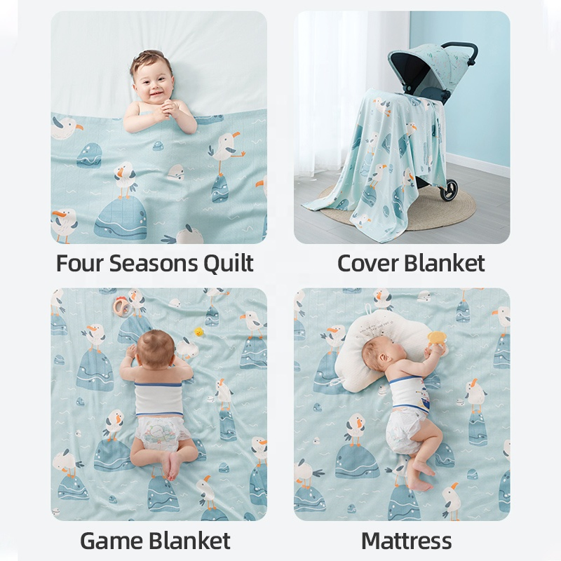 Baby Thin Blanket Quilt Cool Sense 100% Bamboo Cotton Wide Edge Factory Wholesale Cool Sense Baby Blanket