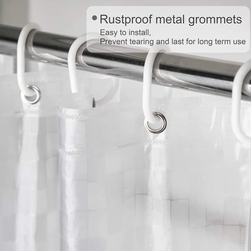 3D PVC Clear Shower Curtain Liner Heavy Duty Shower Curtain, Semi Transparent, Mildew Proof and Anti-Bacterial