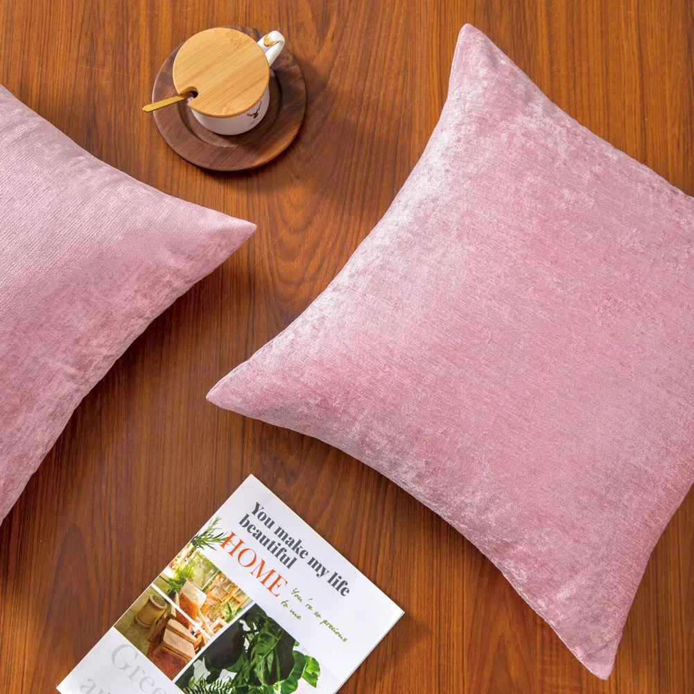Chenille Pillow Covers 18X18 Set of 2 Soft and Decorative Throw Pillows for Couch, Bed, and Home Decor