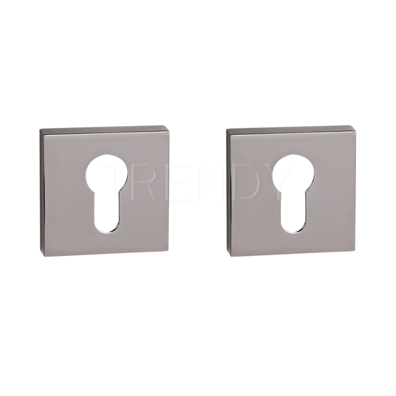 Black Door Lock Handle Hardware Zinc Alloy Square Cylinder Key Hole Lock Escutcheon (ZR25-CL)
