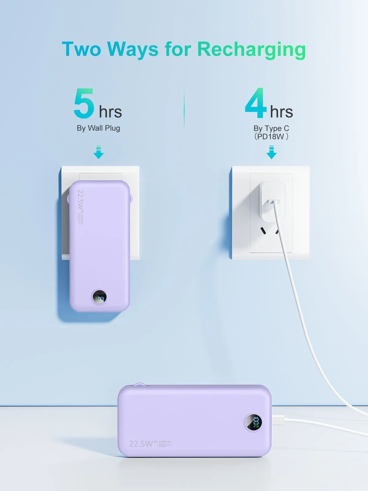 Портативный Power Bank 22.5W с розеткой и дисплеем