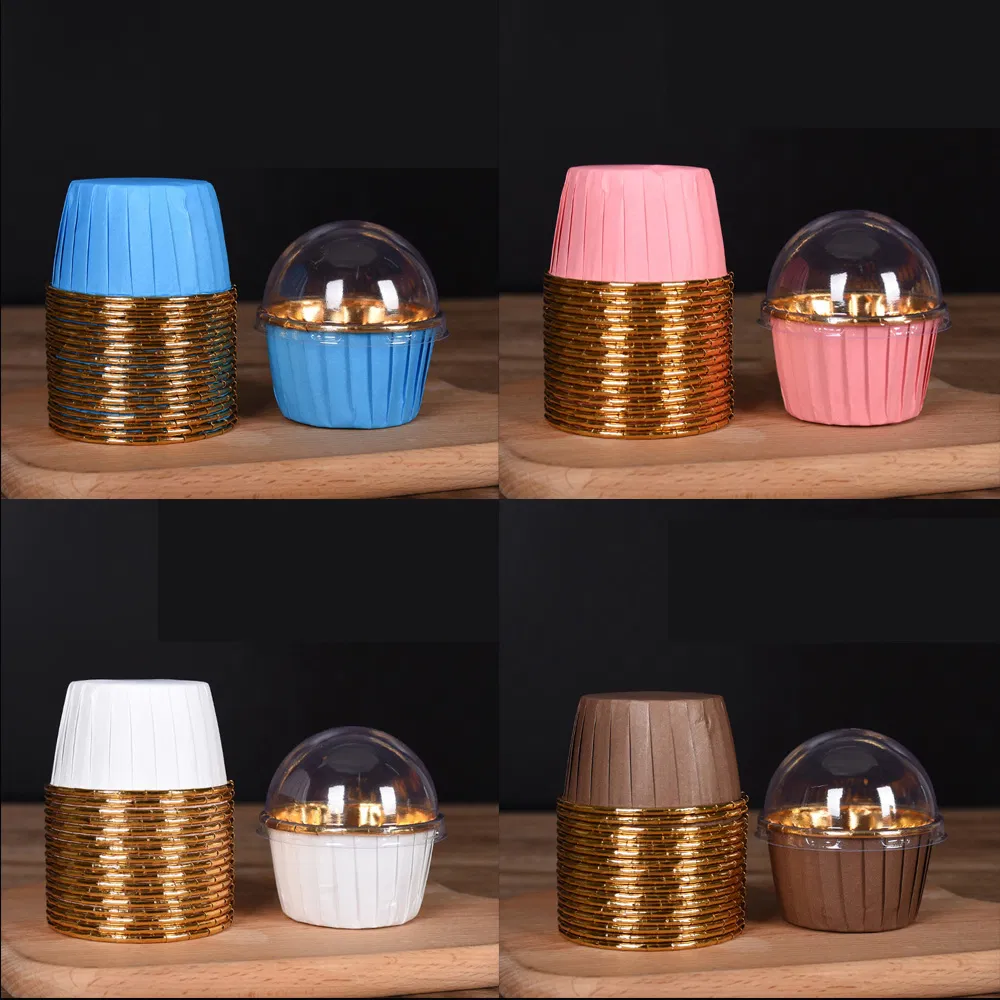 Party Cupcake Cups Disposable Foil Muffin Liners Cupcake Baking Cups Aluminum Cupcake Holders with Lid