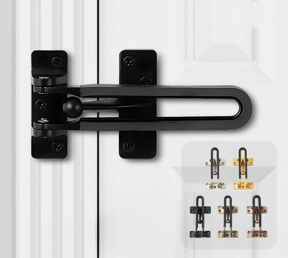 Zinc Alloy Large Anti-Theft Clasp Deduction with Silicone Rubber for Hotel Safety Door Hardware Security Chain Door