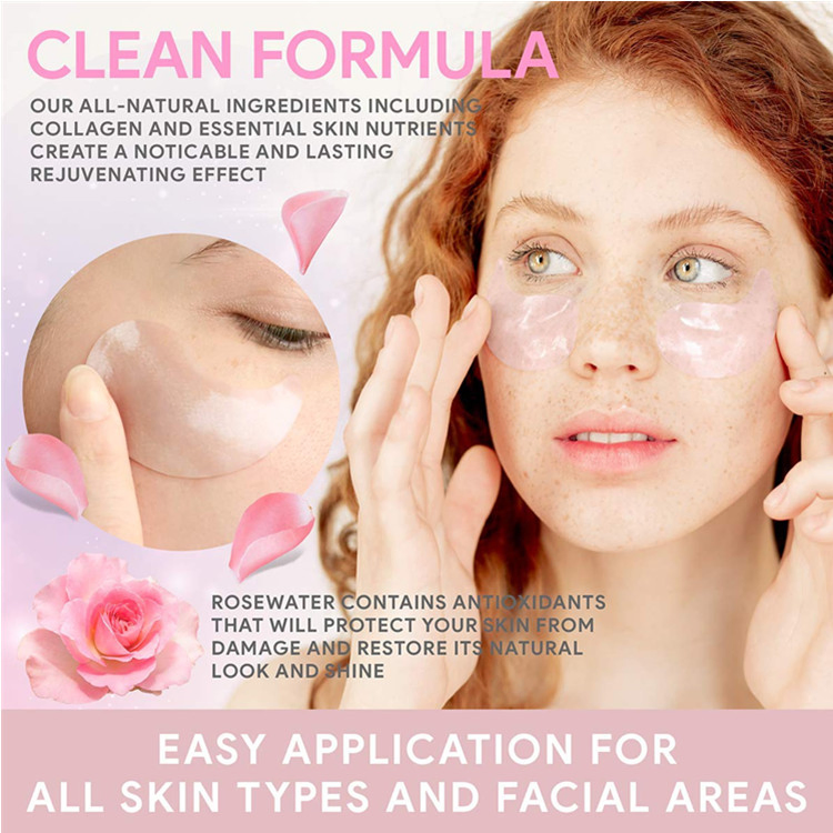 Custom Pure Rosewater Hydrogel Eye Patch Collagen Moisturizing and Hydrating Eye Mask