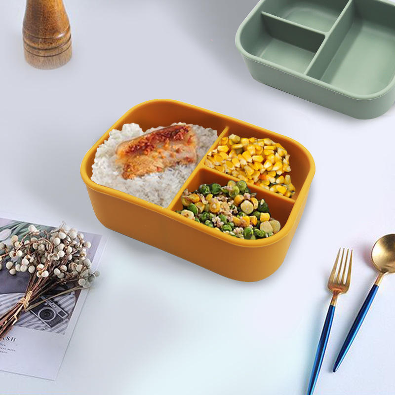 Leakproof Silicone Bento Lunchbox for Kids with Lid Storage